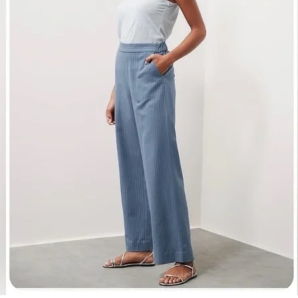 Banana Republic Light Blue Wide Leg Tencil-Linen Pants - Small